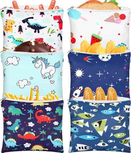 Vista 27 de Chumia 6 Bolsas Reutilizables para Refrigerios Regalos de Navidad Seguridad Alimentaria Bolsas Lavables para Refrigerios Almuerzo con Cremallera