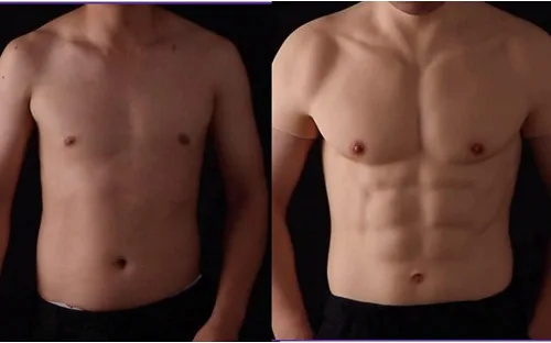 Vista 6 de EQAIWUJIE Chaleco de silicona para el pecho de los músculos abdominales de silicona suave grande bronceado