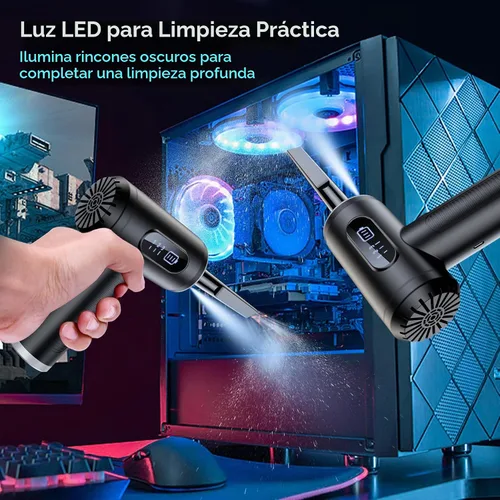 Vista 7 de Plumero de aire comprimido, soplador de polvo eléctrico para computadoras electrónicas, kit de limpieza de teclado de PC, inalámbrico, no enlatado