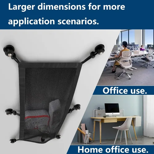 Vista 5 de WurdeWindig - Red de gestión de cables, kit de administrador de cables negro, malla flexible debajo del escritorio, organización de cables