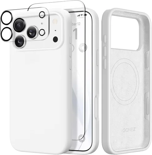 Vista 135 de GONEZ Funda magnética para iPhone 14, compatible con Magsafe, con protector de pantalla + protector de cámara, forro de microfibra antiarañazos