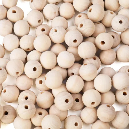 Foraineam 200 cuentas de madera natural de 0.787 in sin terminar redondas de madera sueltas cuentas espaciadoras de madera para hacer manualidades