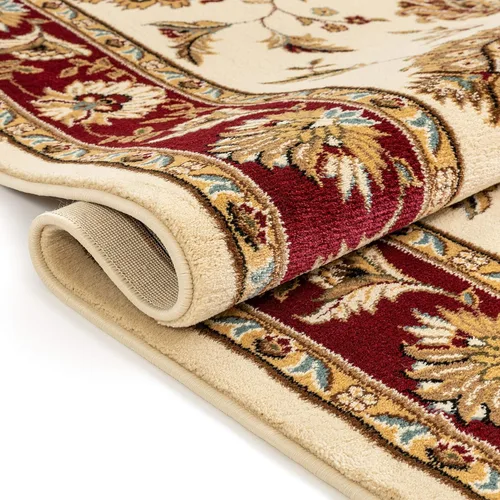 Vista 6 de Well Woven Alfombra de área oriental roja de Sultan Sarouk con diseño floral persa, formal, tradicional, fácil de limpiar, resistente a las manchas