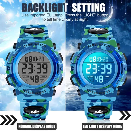 Vista 5 de ATIMO Reloj deportivo digital impermeable LED 50M para niños - Regalos para niños