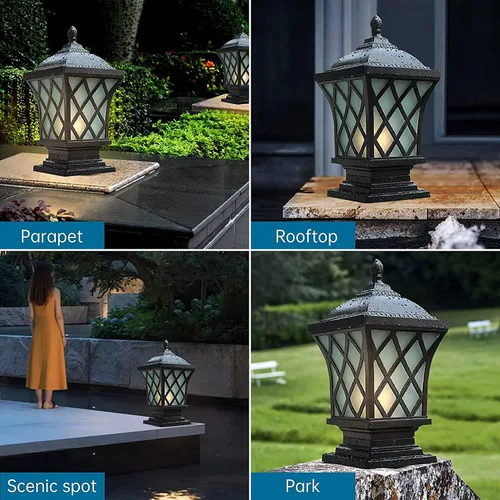 Vista 5 de Luces de columna para exteriores, lámpara de columna moderna de 18.9 ″ IP54 Luz de poste de vidrio impermeable para exteriores E26 Aluminio