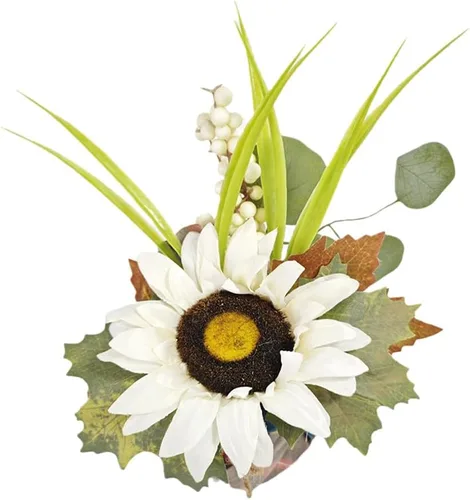 Decoración de otoño para exteriores, flores artificiales para porche en maceta, adorno de flores de otoño, flores artificiales, decoración de