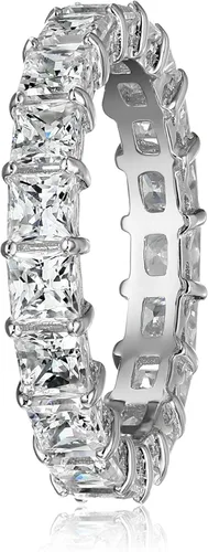 Vista 4 de Tienda Collection Sterling Silver Princess Cut All-Around Band Ring made with Infinite Elements Cubic Zirconia