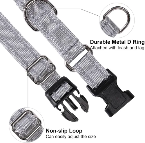 Vista 12 de Martingale - Collar para perro, collar reflectante ajustable de nailon con hebilla de liberación rápida (verde manzana, talla S)