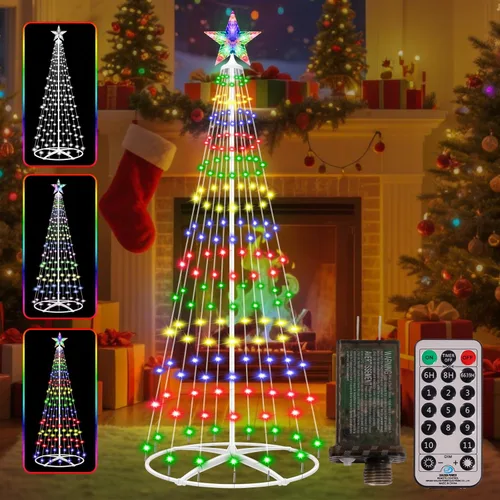 Vista 11 de Luz LED inteligente de árbol de Navidad cónico de 4 pies, luces preiluminadas para árbol de Navidad con aplicación y control remoto, bricolaje