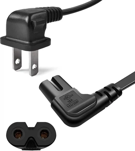 Vista 10 de Cable de alimentación de repuesto para TV, ángulo recto, 90 grados, 2 puntas, 3 pies, en forma de L, figura 8, C8, cable de alimentación