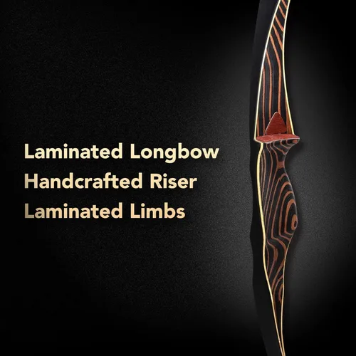 Vista 6 de Deerseeker Outdoor Archery 54" Traditional Bow Hunting Longbow with Bamboo Core Limbs Handmade Recurve Bow RH/LH for Targeting Practice Shooting