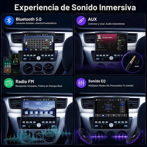 Vista 8 de Estéreo de Coche Individual DIN Apple Carplay y Android Auto 1 DIN 7 Pulgadas Pantalla Táctil Abatible Radio de Coche con Bluetooth y Micrófono