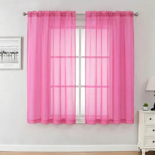 Vista 194 de Aiyufeng 2 paneles de cenefa transparente negra de 14 pulgadas de largo, cortinas cortas para dormitorio, cortinas de cocina para ventana pequeña