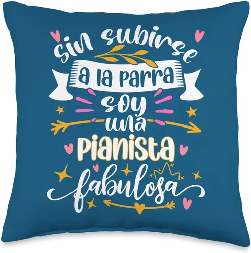 Regalo Original Para El Pianista Escuela Regalos UNA Pianista Fabulosa Divertido Mujer Ideas Música de Piano Throw Pillow, 16x16, Multicolor