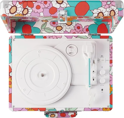 Vista 12 de Crosley CR8005F-GF Cruiser Plus - Tocadiscos de vinilo vintage de 3 velocidades con Bluetooth y maleta con altavoces integrados, diseño floral