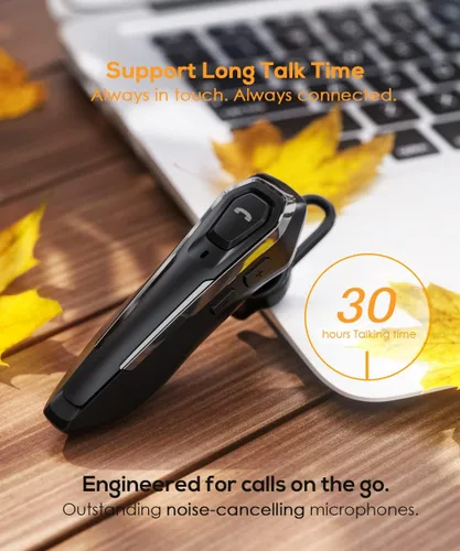 Vista 2 de Auriculares Bluetooth individuales para una oreja, tiempo de conversación de 30 horas, micrófono con cancelación de ruido dual, llamadas manos