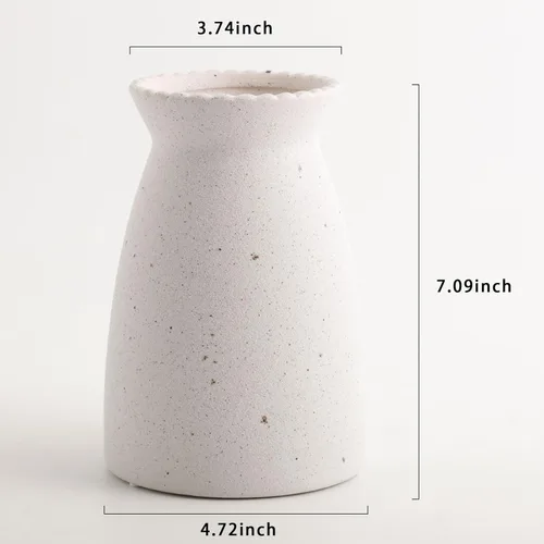Vista 5 de hjn Florero de Flores Blanco - Florero de cerámica para decoración, jarrón blanco para flores, jarrones modernos para sala de estar/acentos