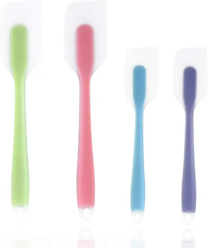 Vista 6 de Juego de 4 espátulas de silicona, resistentes al calor, goma flexible antiadherente con núcleo de acero inoxidable sólido, juego de cucharas