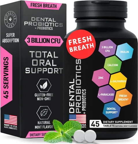 Vista 9 de Probióticos dentales para dientes y encías, mezcla de probióticos y prebióticos Lactobacillus Salivarius, el mejor probiótico oral para dientes
