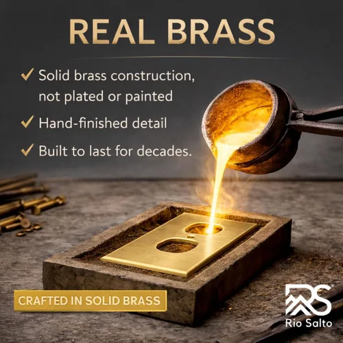 Vista 5 de Rio Salto BRASS - Placa de pared de metal dorado para interruptor de luz, placa de pared para receptáculo, cubiertas basculantes de 1 banda, latón