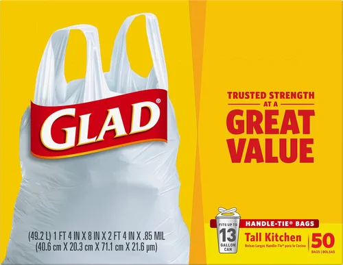Vista 7 de Glad Bolsas de basura altas de cocina de 13 galones, bolsas de basura sin perfume, lazo de asa, 50