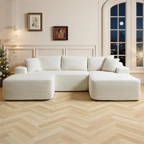 Sofá seccional Cloud de 108 pulgadas, sofá seccional modular moderno con asiento profundo, sofás de pana sin estructura con chaise en forma de L