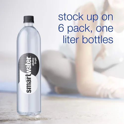 Vista 4 de smartwater Agua alcalina 9+Ph, agua destilada al vapor, 33.8 onzas líquidas (paquete de 6)