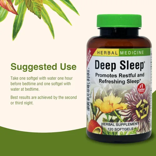 Vista 6 de Herbs Etc. Deep Sleep Softgels - Herbal Sleep Support Supplement - Rest & Calming Support with Passionflower, Chamomile & Lemon Balm - 120 Softgels