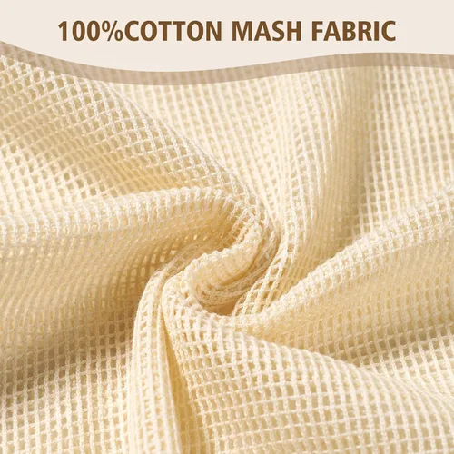 Vista 5 de HEAVYWOOD Bolsa de malla de algodón de 4 piezas, bolsa de lavado orgánico para lavadora, bolsas de lencería para lavar prendas delicadas