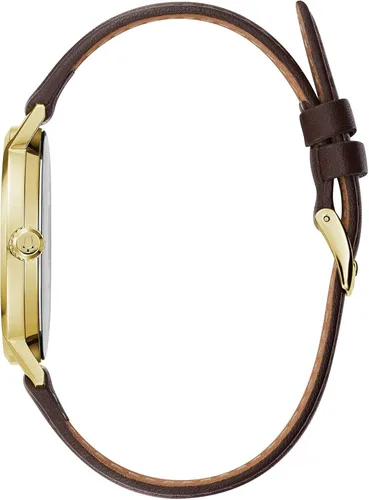 Vista 2 de Bulova Frank Lloyd Wright - Reloj de cuarzo para hombre acero inoxidable con correa de cuero marrón tono dorado Modelo 97A141 Bulova Frank Lloyd