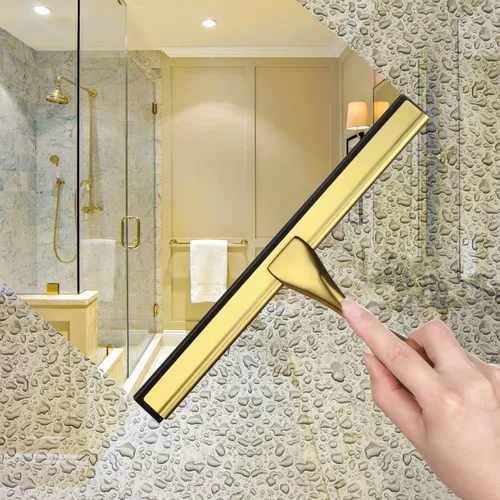 Vista 3 de HIWARE Escobilla de ducha multiusos para puertas de ducha, baño, ventana y cristal de automóvil, latón, acero inoxidable, 12 pulgadas