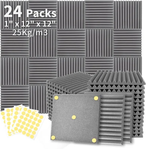 Vista 8 de Focusound Paquete de 4 trampas de espuma acústica para esquinas de bajos de 16.5 x 6.3 x 12 pulgadas, paneles de espuma acústica insonorizados