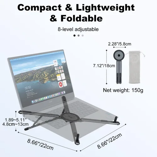 Vista 7 de koolehaoda - Soporte portátil para computadora portátil para escritorio y viajes, elevador plegable para computadora