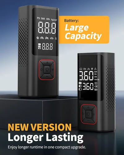 Vista 2 de Powools Inflador de neumáticos inalámbrico, compresor de aire portátil, bomba de aire de 150 PSI con función de apagado automático para neumáticos