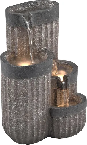 Vista 9 de Alpine Corporation WIN1372 Fuente de Mesa en Cascada de 14" de Alto con Luces LED – Característica Decorativa de Agua Interior para Escritorio, Gris