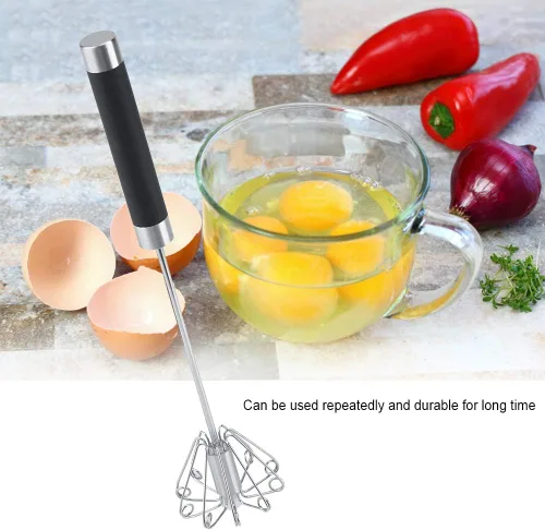 Vista 5 de Fdit Mezclador giratorio de cocina de acero inoxidable con globo batidor de huevos batidor para batir crema de leche manual Batidor de batidor