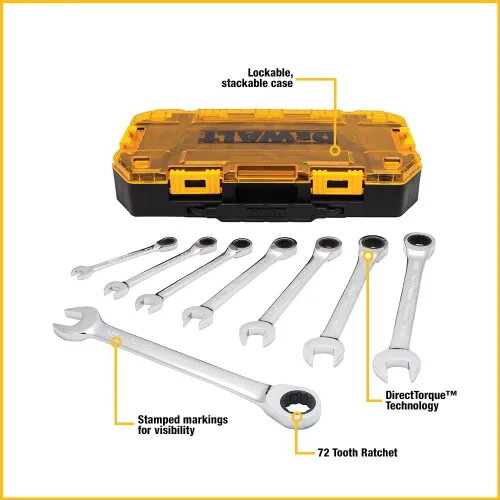 Vista 5 de DEWALT Juego de herramientas mecánicas, 192 piezas con juego de llaves de trinquete combinadas, 8 piezas SAE (DWMT75049 y DWMT74733)
