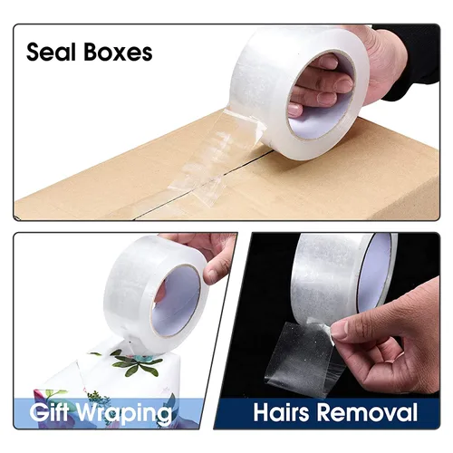 Vista 6 de Pacific Mailer - Cinta adhesiva de embalaje, 4,7 cm de ancho x 59 m por rollo, transparente, cinta de cartón de embalaje resistente de 2,7 mil