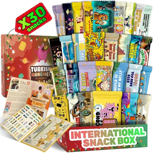 Caja de aperitivos internacional, experiencia única con dulces exóticos universales y golosinas de todo el mundo, alimentos extranjeros listos para