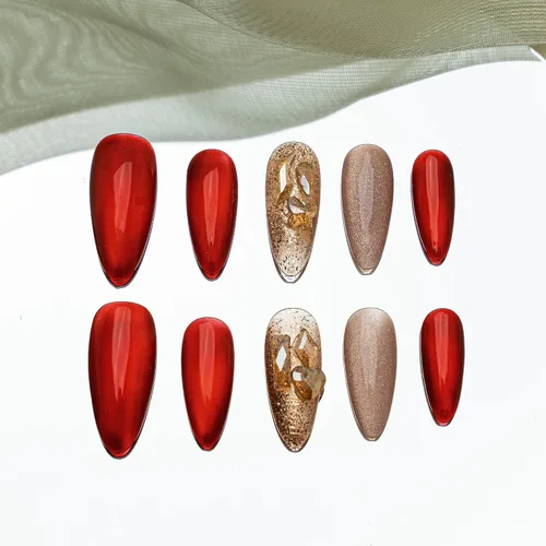 Vista 28 de Sun&Beam Nails Uñas a presión hechas a mano, medianas, largas, almendra, ovalada, púrpura y blanca, concha de perla falsa, diseño 3D, bonitos dijes