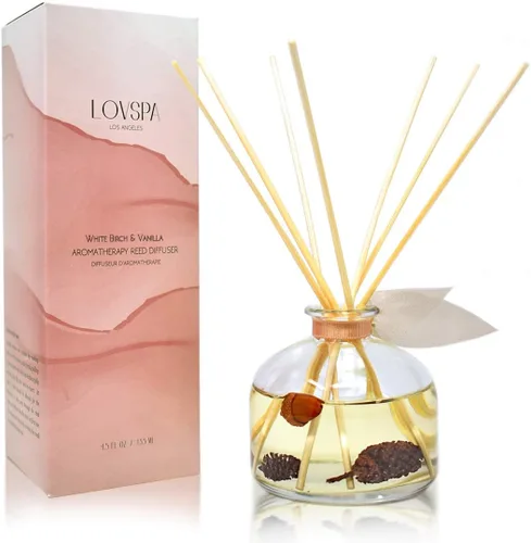 Vista 34 de LOVSPA - Set de difusor de junco, difusor de aceite con fragancia de grosella roja festiva y madera con varillas, accesorios de fragancia