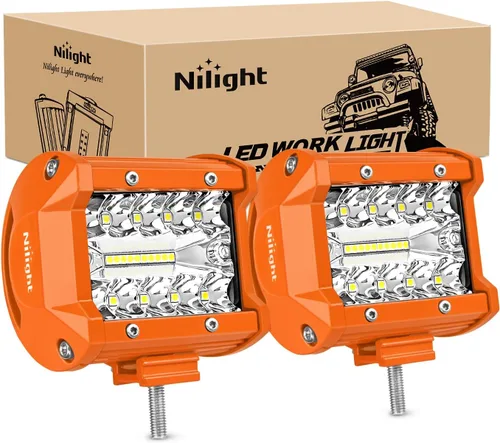 Nilight Barra de luz LED, 2 piezas, 4 pulgadas, 60 W, combo de luz de inundación y focalizada, lámpara de conducción de triple fila, luces de