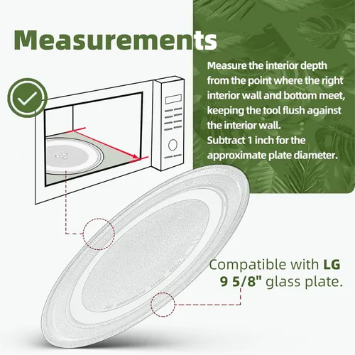 Vista 4 de Flat Bottom 9.6" Microwave Turntable Plate for LG Microwave Compatible with Part # 3390W1A035A 9 5/8 inch LG Microwave Glass Plate