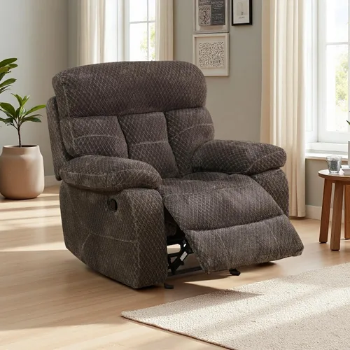 Vista 14 de Juego de sofá reclinable de pana, sofá reclinable manual con portavasos/mesa auxiliar, cómodos sofás reclinables de tela, juegos de muebles de sala