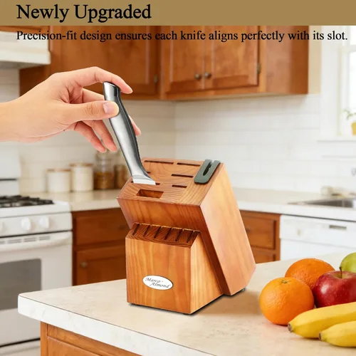 Vista 6 de Marco Almond® Juego de bloque de cuchillos, set de cuchillos KYA26 con bloque, juego de 14 piezas de cuchillos de chef de acero inoxidable