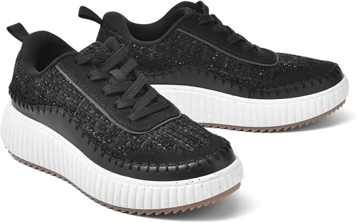 Vista 3 de DREAM PAIRS Zapatos deportivos gruesos para mujer, cómodos, informales, con plataforma, a la moda