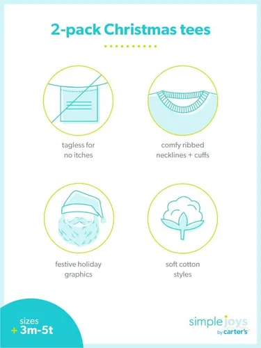 Vista 2 de Simple Joys by Carter's Baby Boys' 2-Pack Christmas Long-Sleeve Tees