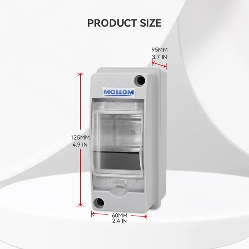 Vista 2 de MOLLOM Caja de protección de distribución MCB del disyuntor de 2 vías con carril DIN, impermeable IP65, para interiores y exteriores