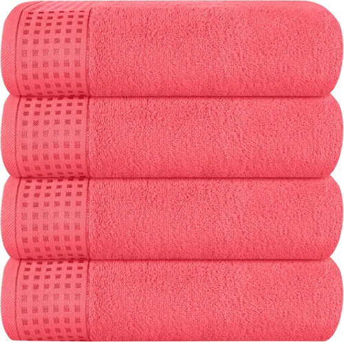 Vista 13 de GLAMBURG Juego de 2 toallas de baño de gran tamaño 100% algodón de 28 x 55 pulgadas, ultra suaves, altamente absorbentes, compactas, de secado