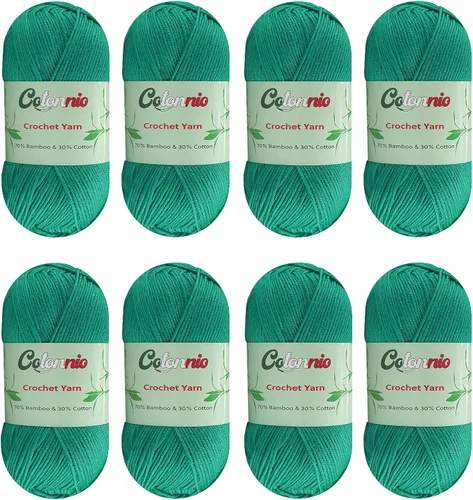 Vista 9 de 8 madejas de hilo para tejer a ganchillo, 70% rayón derivado de bambú, 30% algodón, peso superfino fingering, Sunny Cat Cotonnio importado